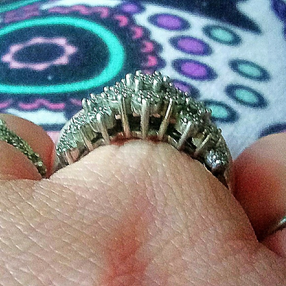 Sterling Silver Cascading Diamond Flower Ring - Picture 2 of 3